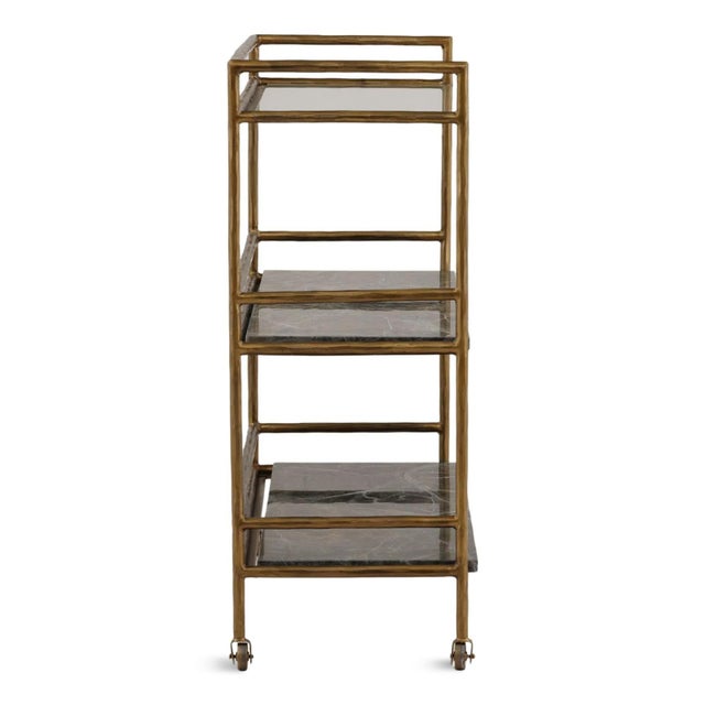2020s Modern Forest Marble & Brass Finish Bar Cart For Sale - Image 5 of 5