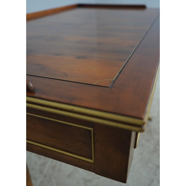 Hekman 2 Drawer Yew Wood & Walnut Library Table For Sale - Image 11 of 17