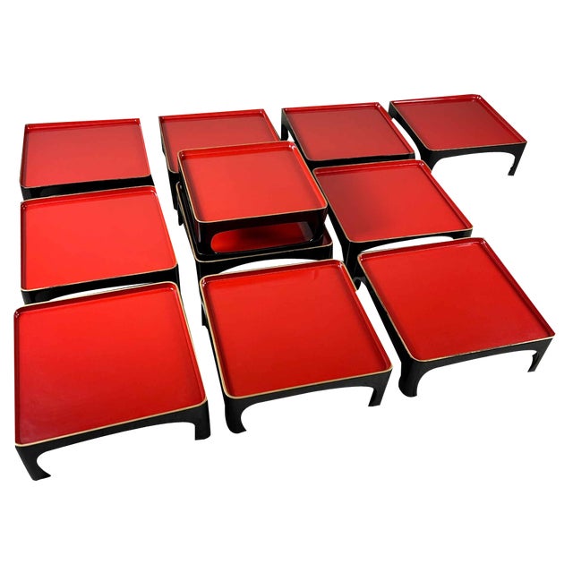 Taishō Period Traditional Urushi Lacquerware Serving Tables, Japan, 1920s, Set of 12 For Sale