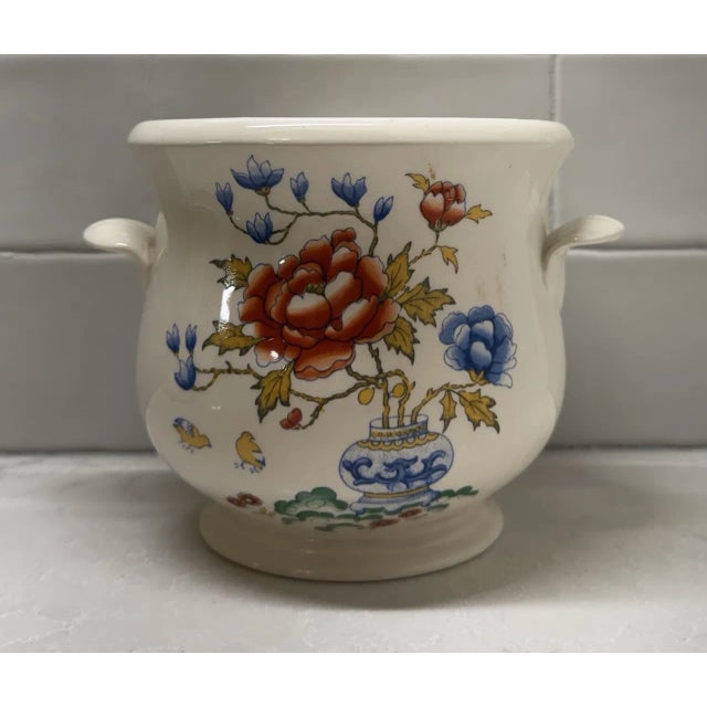 Mason's Ironstone Vintage Mason’s Ironstone Vase With Floral Design and Handles For Sale - Image 4 of 6