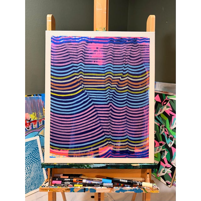 This original painting is 20” x 24”. It is signed on the back by the artist.