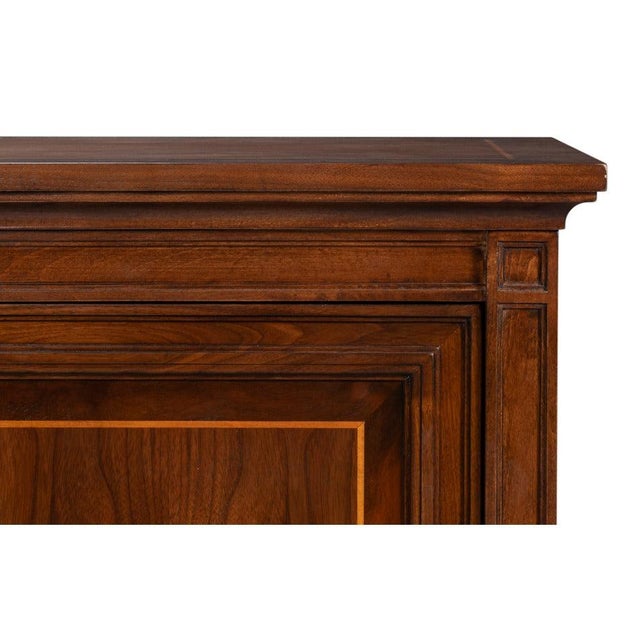 Walnut Burl Four-Door Credenza with Inlaid Panels For Sale - Image 9 of 10
