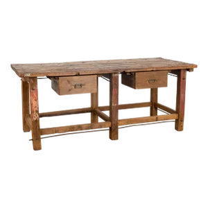 Antique Rustic Work Table With Two Drawers From Hungary Circa 1880