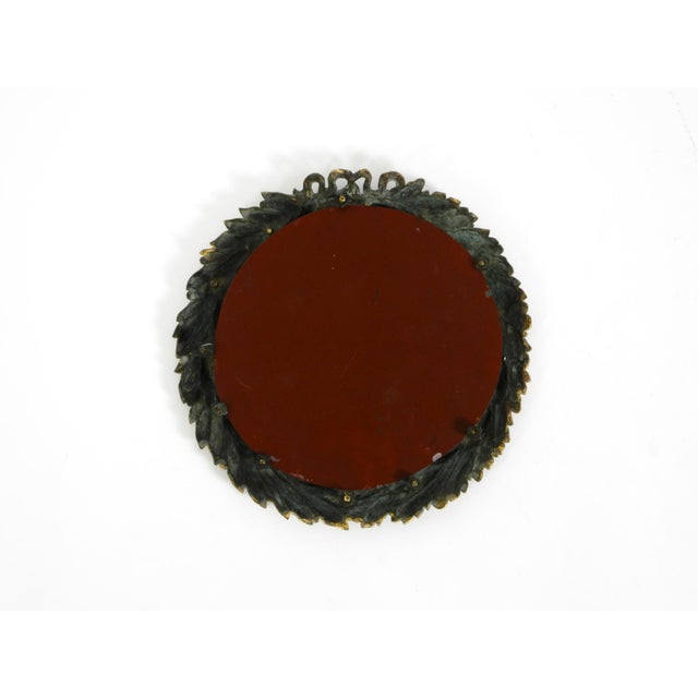Small Mid-Century Modern French Wall Mirror with Ornate Brass Frame, 1950s For Sale - Image 13 of 17