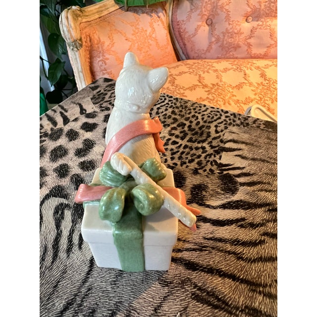 Small Lennox Ceramic Christmas Cat With Presents For Sale - Image 4 of 6