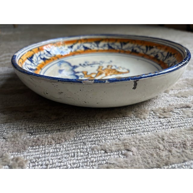 Blue Italian Majolica Bowl With Rampart Lion For Sale - Image 8 of 10