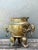 This exquisite vintage brass cachepot is a masterclass in Chinoiserie design, featuring a robust tripod base and intricate...