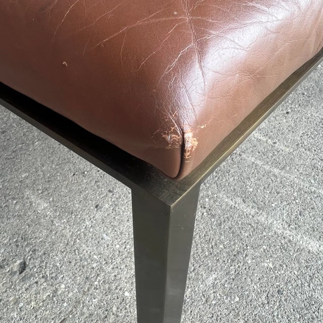 Helikon Leather Brass Long Bench For Sale In Cleveland - Image 6 of 13