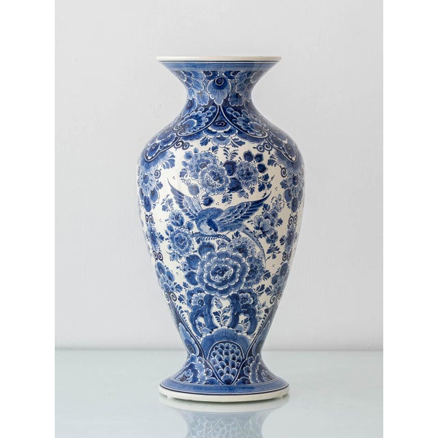 Monumental Hand-Painted Delft Blue and White Earthenware Vase by Velsen, 1950s For Sale - Image 10 of 10