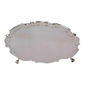 1970’s Vintage/New Silverplate Chippendale Salver With Feet