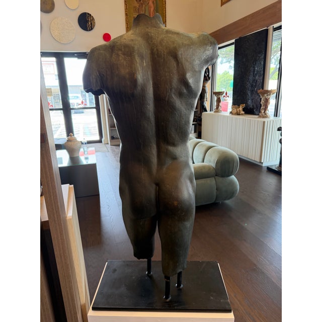 Classical Roman 1950s Bronze Torso Sculpture. For Sale - Image 3 of 8