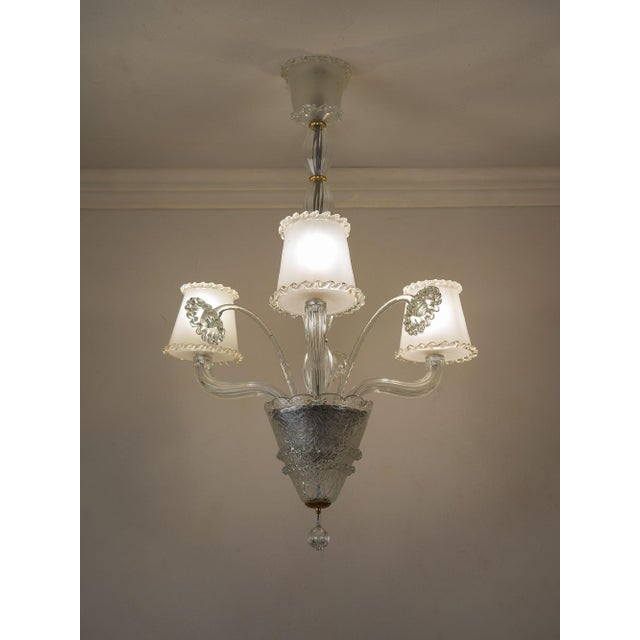Vintage Murano Glass 3-Light Chandelier from Barovier & Toso, 1940s For Sale - Image 13 of 13