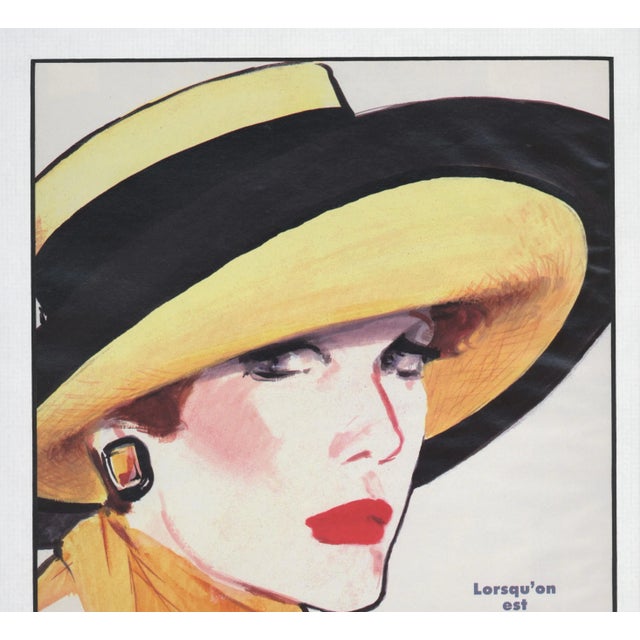 This is a vintage summer fashion print that appeared in a French haute couture magazine that dates to 1986. It is a strong...