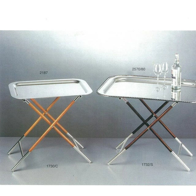 1990s New 1990s New Silverplate Plain & Wood Collapsible Stand Only by Valsodo-Italy For Sale - Image 5 of 6