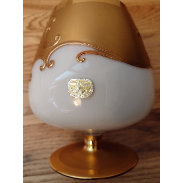 Gold Mid 20th Century Bohemian Glass Chalice Cup For Sale - Image 8 of 12