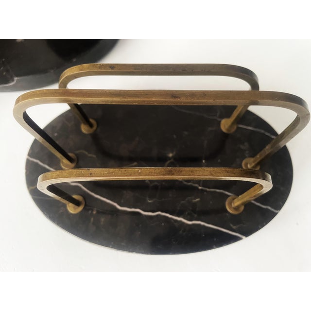 Art Déco Office Desk Set in Black Marble, 1930s, Set of 7 For Sale - Image 15 of 18