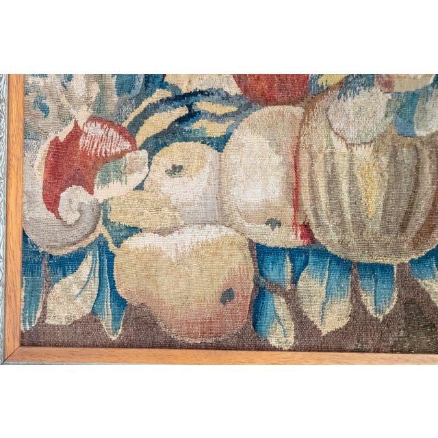 17th or 18th Century French Flemish Aubusson Tapestry Still Life Fragment in Frame For Sale - Image 10 of 12
