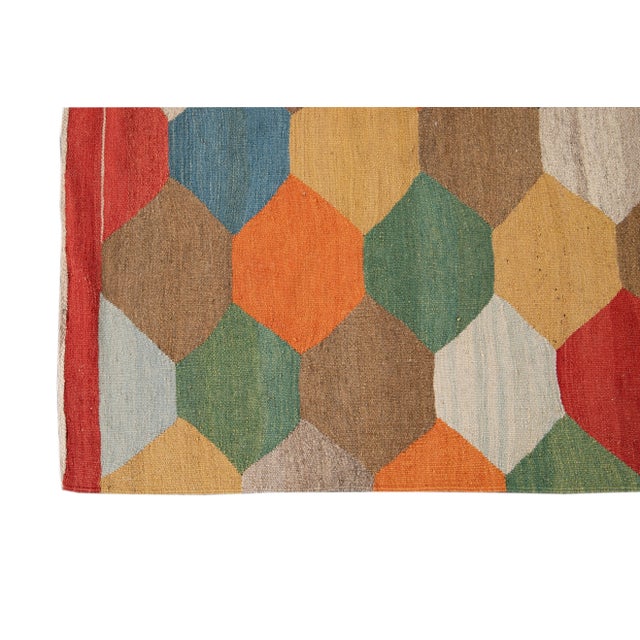 Textile 21st Century Modern Kilim Wool Rug For Sale - Image 7 of 13