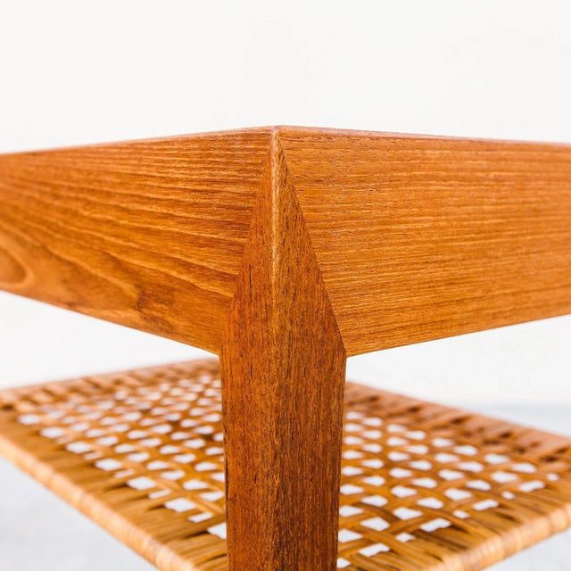 Restored Teak & Cane Side Table / Nightstand by Haslev, Denmark 1960s For Sale - Image 11 of 14