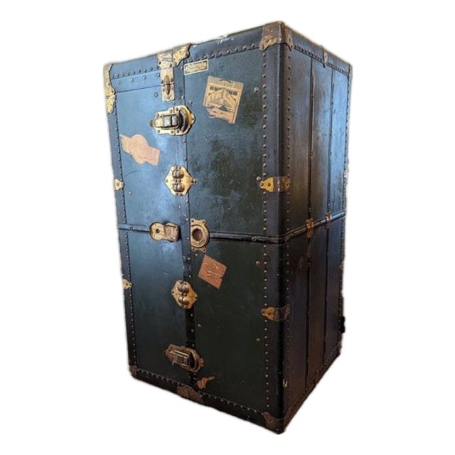 Antique Multnomah Steamer Wardrobe Trunk – Early 1900s Travel Chest With Drawers & Hangers For Sale