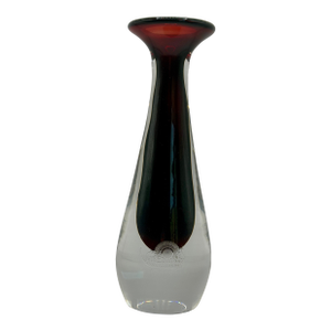 Vintage Orrefors Glass Vase, Red Swedish Art Glass Bud Vase