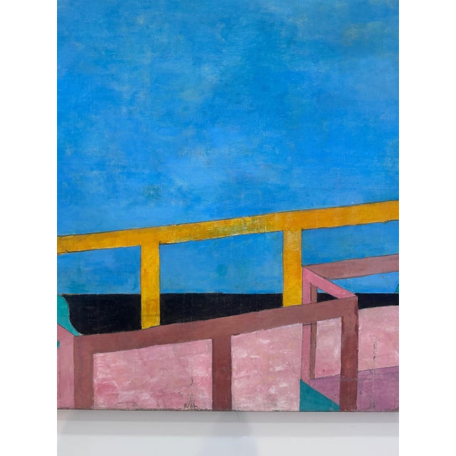 1970s Monumental Michael Decain Abstract Landscape Painting, Hockney Style For Sale - Image 9 of 14