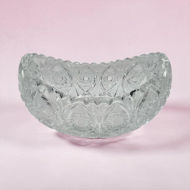 Mid-Century Modern Vintage American Brilliant Style Cut Crystal Serving Bowl For Sale - Image 3 of 12
