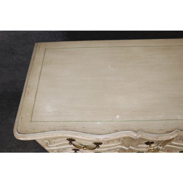 Country French Venetian Style Paint Decorated 3 Drawer Distressed Commode For Sale - Image 10 of 16