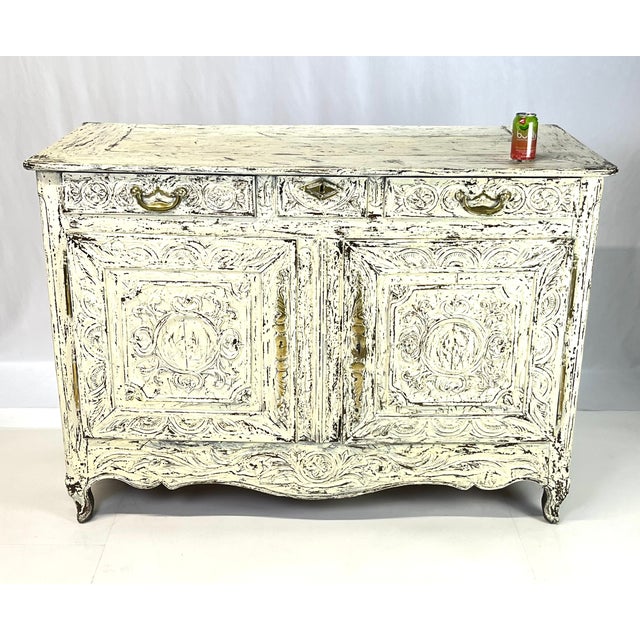 Period French Provincial Louis XV White Washed Credenza or Sideboard For Sale - Image 18 of 18