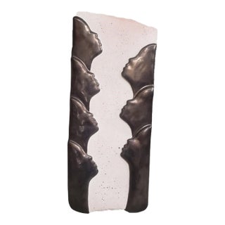 Dominique Blanchard "Reflection" Figurative Ceramic Wall Sculpture, 2001 For Sale