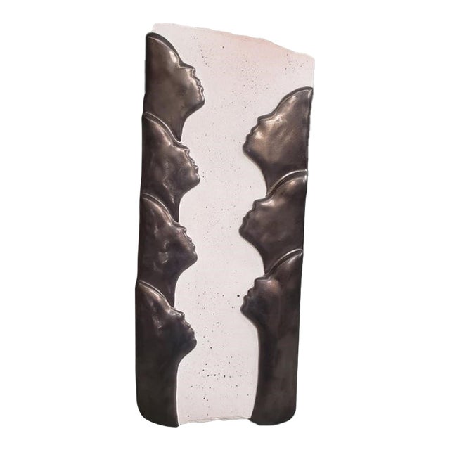Dominique Blanchard "Reflection" Figurative Ceramic Wall Sculpture, 2001 For Sale