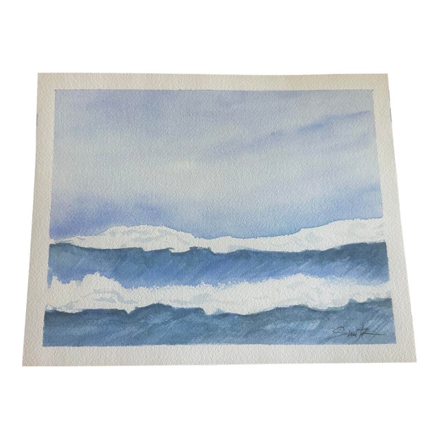 “Quiet Horizon” Original Watercolor Seascape by Nancy Smith For Sale