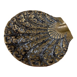 Vintage Brass Seashell Ashtray For Sale