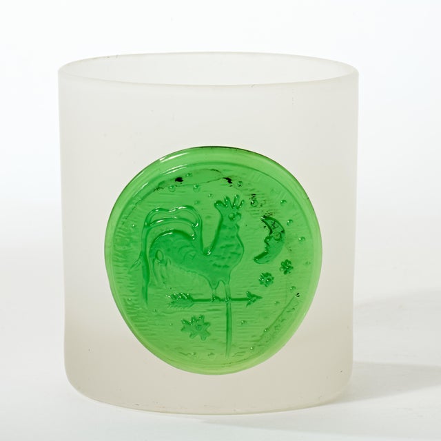 Mid 20th Century Highball Glasses With Green Glass Embellishment - Set of 6 For Sale - Image 4 of 9
