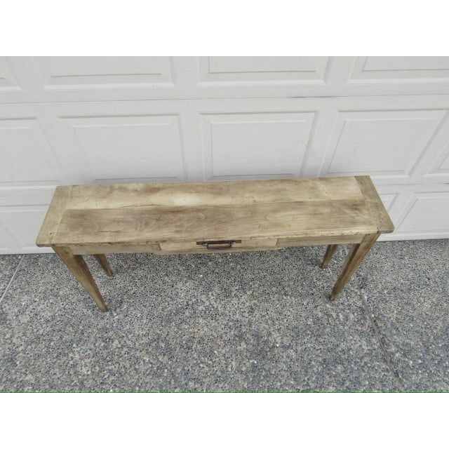 Rustic European Antique French Bleached Oak Rustic Console Table For Sale - Image 3 of 18