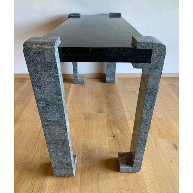 Mid-Century Modern Vintage Post Modern Brutalist Anthropomorphic Biomorphic Tessellated Marble Console Table Attributed to Maitland Smith For Sale - Image 3 of 9