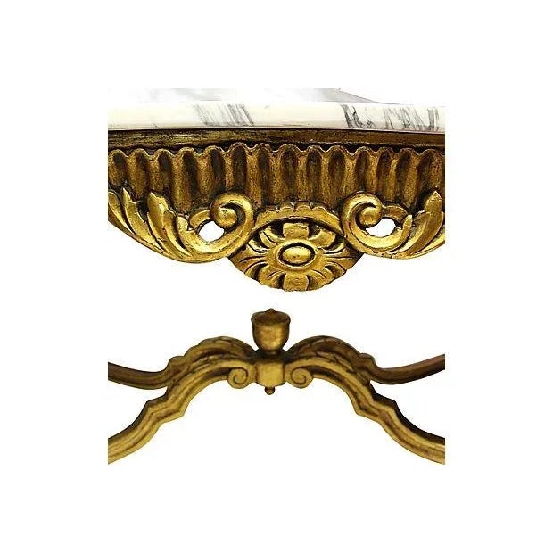 Italian Rococo Carved & Gilded Wood Console Table For Sale In West Palm - Image 6 of 10
