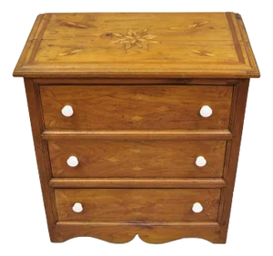 19th C American Primitive Arts & Crafts Marquetry Inlay Dresser Chest of Drawers