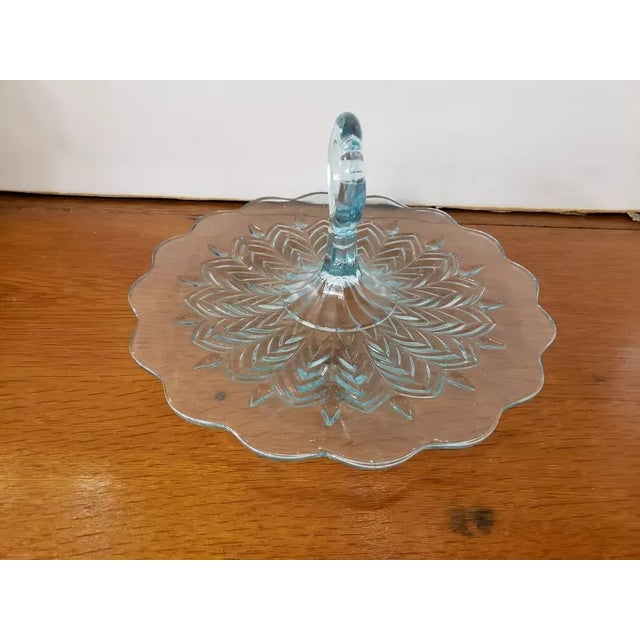 Jeannette Glass 1950s Jeannette Glass Feather Pattern Handled Serving Tray For Sale - Image 4 of 6