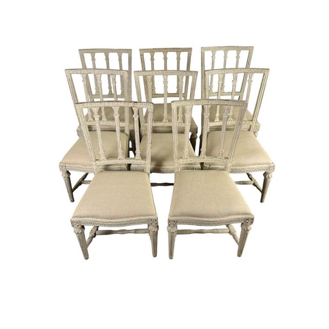 Gustavian (Swedish) Set of Eight Swedish Gustavian Style Dining Chairs, 19th Century For Sale - Image 3 of 13