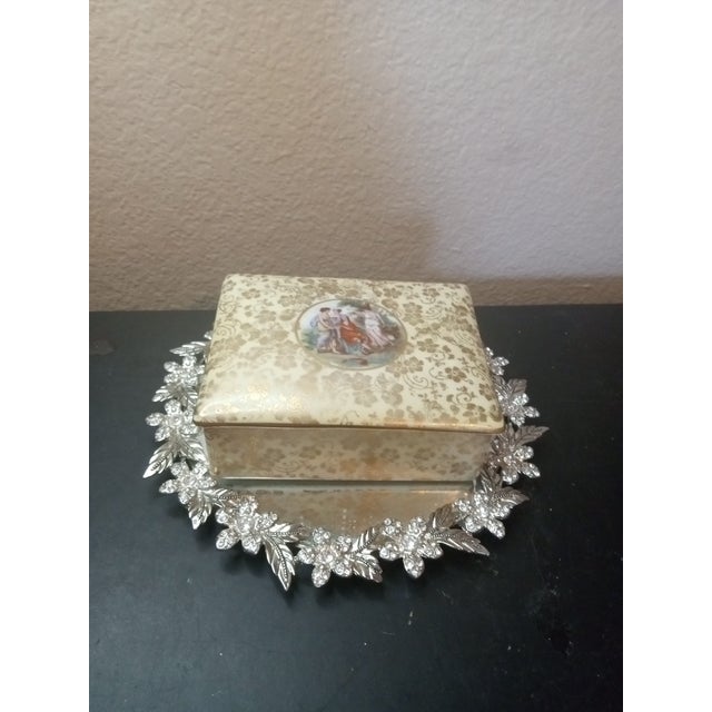 French Vintage Limoges France Gilted Trinket Box For Sale - Image 3 of 6