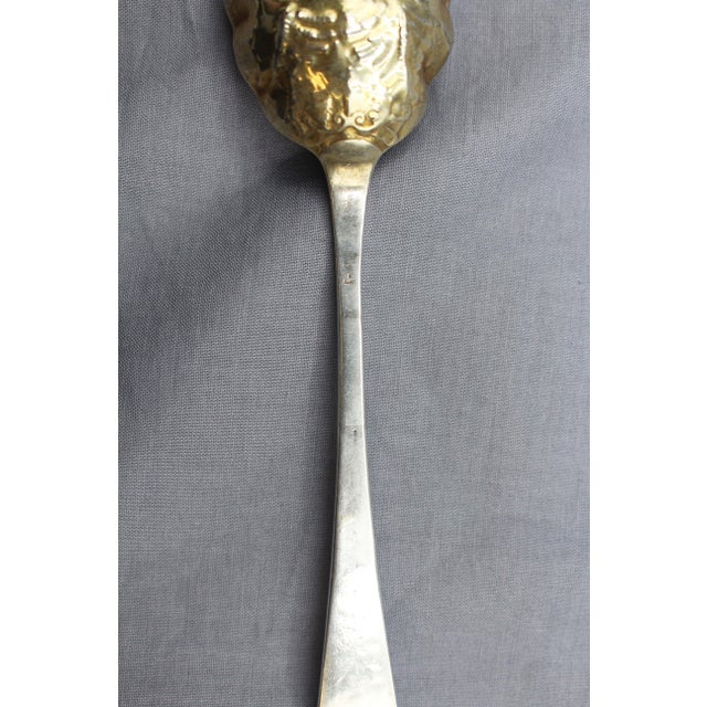 Circa 1727-1760 English George II Sterling Silver and Gold Wash Pair of Tablespoons For Sale - Image 10 of 11