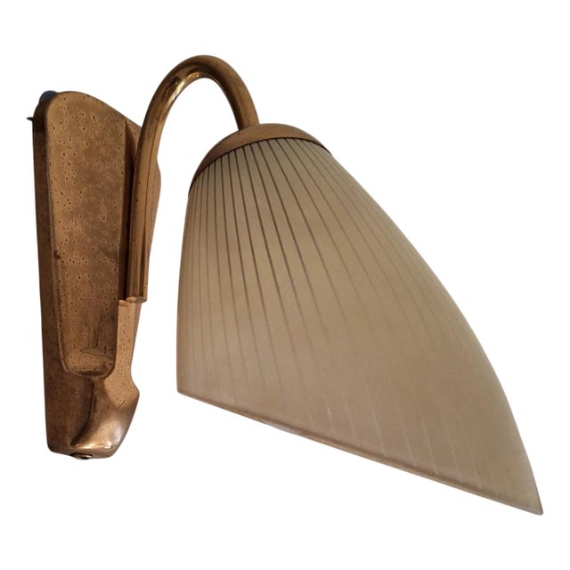 Mid-Century Modern German Wall Lamp with Brass Frame, 1950s For Sale