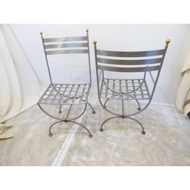 Late 20th Century Vintage French Polished Steel Dining Chairs - Set 6 For Sale - Image 5 of 5