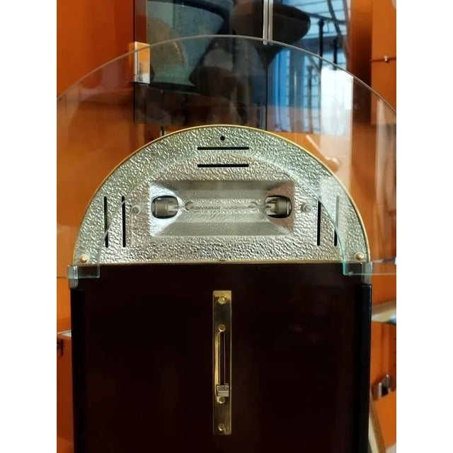 Metal Leather, Brass and Glass Halogen Floor Lamp, Italy, 1980s For Sale - Image 7 of 9