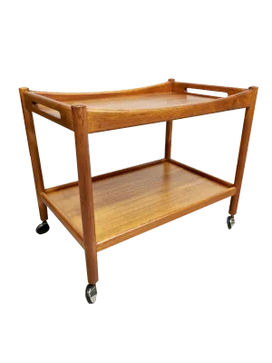 Mid-Century Teak Trolley Bar Cart by Andreas Tuck for Hans Wegner