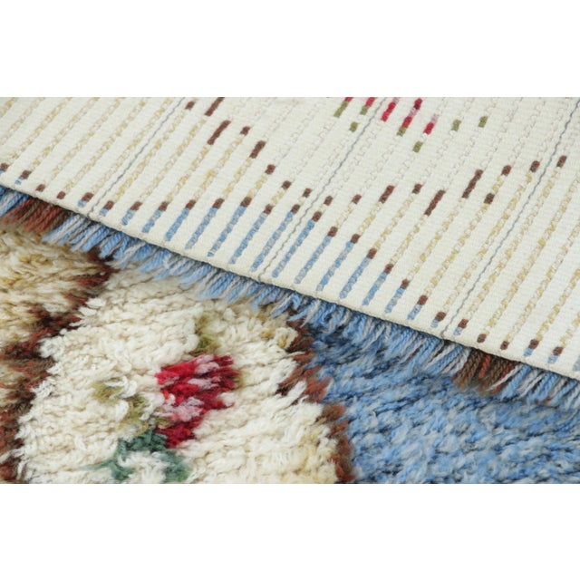 Textile Vintage Swedish Rya Rug in Blue With Medallion and Floral Pattern - Rug & Kilim For Sale - Image 7 of 7