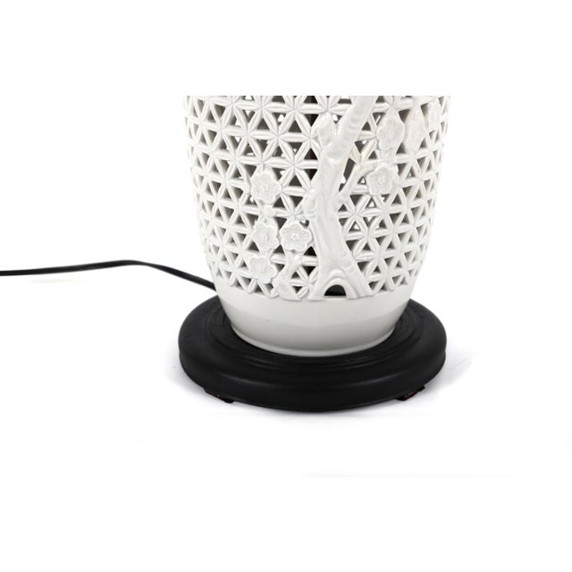 Vintage Reticulated Blanc De Chine Table Lamps, a Pair For Sale - Image 9 of 15