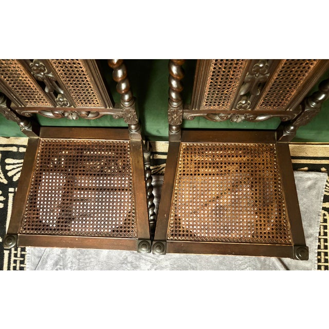 1920s Set of j.b Van Sciver Jacobean Revival Dining Chairs, Professionally Re-Caned, C. 1920s For Sale - Image 5 of 12