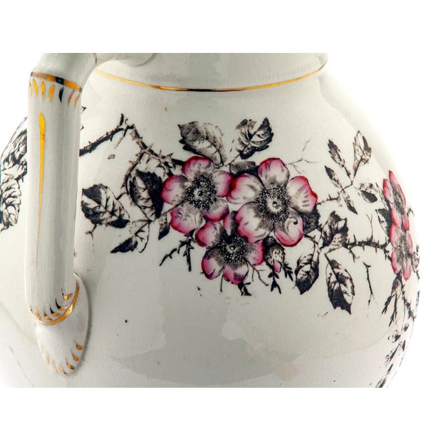 Ceramic Antique Ironstone Pitcher With Pink Roses on Brown Branches For Sale - Image 7 of 9